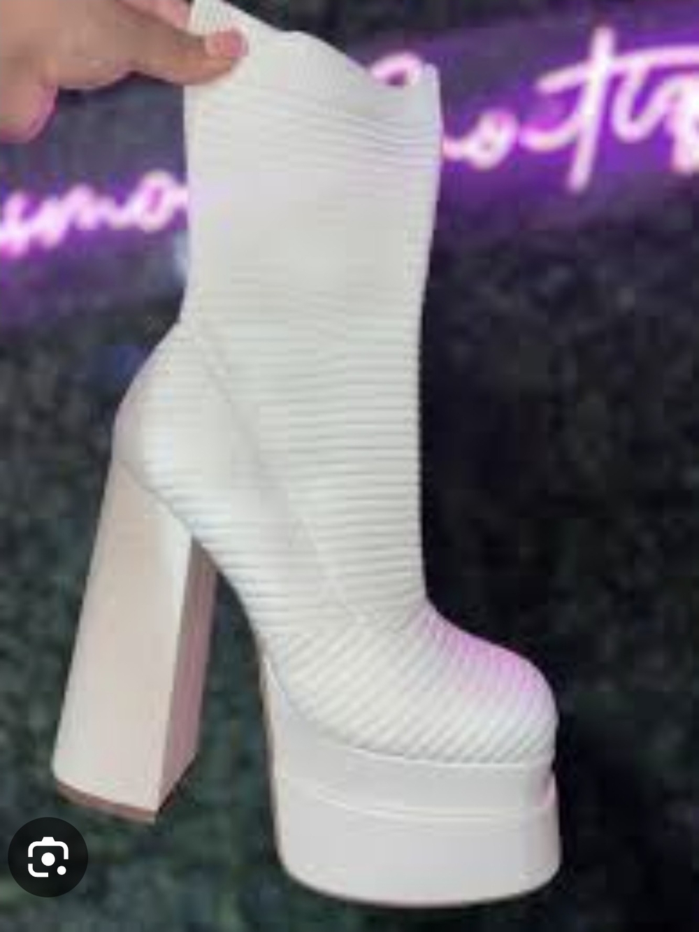 White Platform Sock Boot — Women